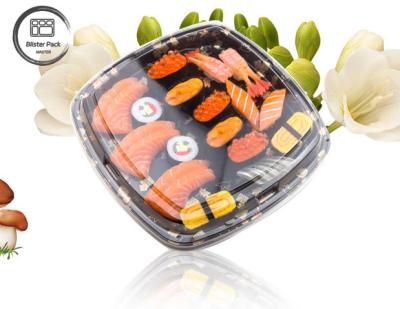 China Zwarte wegwerp-sushi-containers met anti-mist-deksel Eco-vriendelijk rond en vierkant plastic Te koop
