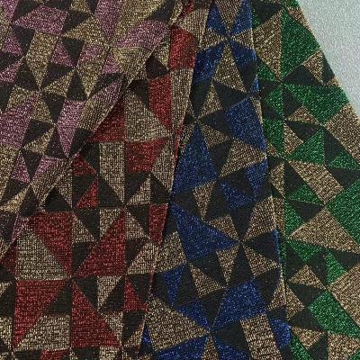 China Stretch fashion knit fabric hot sale poly/nylon knit metallic jacquard fabric with spandex fashion textile fabric more colors for sale