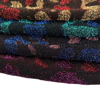 China Stretch fashion knit fabric hot sale poly/nylon knit metallic jacquard fabric with spandex fashion textile fabric more colors for sale