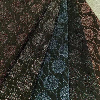 China Stretch fashion knit fabric hot sale poly/nylon knit metallic jacquard fabric with spandex fashion textile fabric more colors for sale