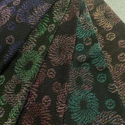 China Stretch fashion knit fabric hot sale poly/nylon knit metallic jacquard fabric with spandex fashion textile fabric more colors for sale