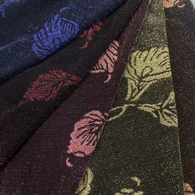 China Stretch fashion knit fabric hot sale poly/nylon knit metallic jacquard fabric with spandex fashion textile fabric more colors for sale