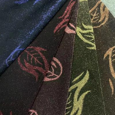 China Stretch fashion knit fabric hot sale poly/nylon knit metallic jacquard fabric with spandex fashion textile fabric more colors for sale