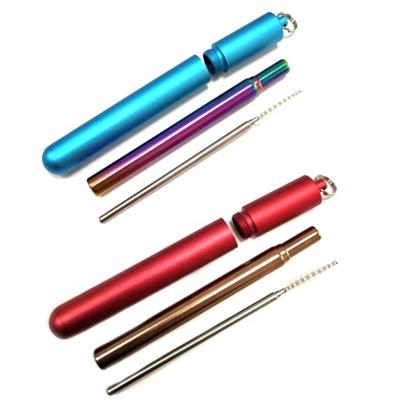 China Long Lasting Portable Adjustable Telescopic Metal Drinking Straw for sale