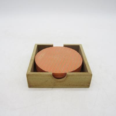 China Viable Wholesale Customization MDF Coasters Wooden Teacup Coaster Set Laser Cut 4 Seater Round House Accessories Set for sale