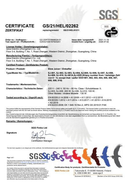 GS - Islow Electric (Zhongshan) Co., Ltd.