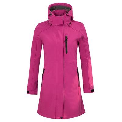 China Long Sustainable Winter Coats For Ladies Made Of Polyester Spandex Softshell Fabric With Fleece Lining Custom Logo Warm Windproof Waterproof for sale