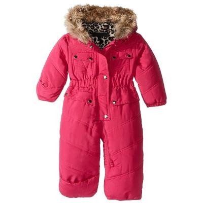 China Super Warm Faux Fur Hood Kids Snowsuit Baby Overalls Winter Waterproof Outdoor Infant Clothing for sale