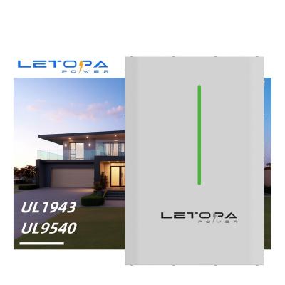 China Home Solar Energy Storage System LETOPA Wall-Mounted 51.2V 48V 100Ah 5.12kWh LFP ION LiFePO4 5kW Battery PowerWall for Home energy storage battery for sale