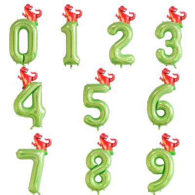 China Hot Selling Green Digital Aluminum Tyrannosaurus Border Rex Fruit Movie Balloon 40 Inch Party Decoration Large 16 Inch Dinosaur Jumpsuit PA for sale