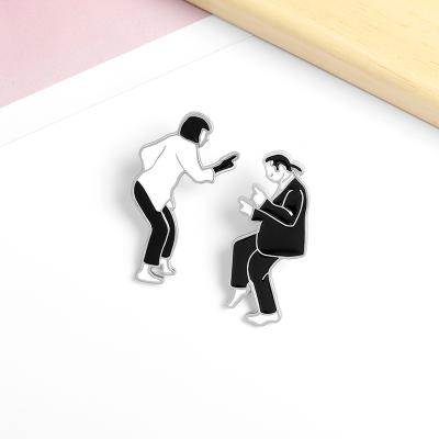 China Custom Europe Pulp Fiction Badge Movie Role White Black Pins Bag Lapel Pin Soft Cheap Enamel Pins Clothes For Fans Friends for sale