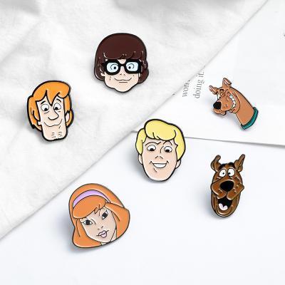 China Cute Europe Brooch Woman Badge Collar Shirt Customs Scooby Doo Enamel Pin Animation Movie Hard Enamel Pin Brooches for sale