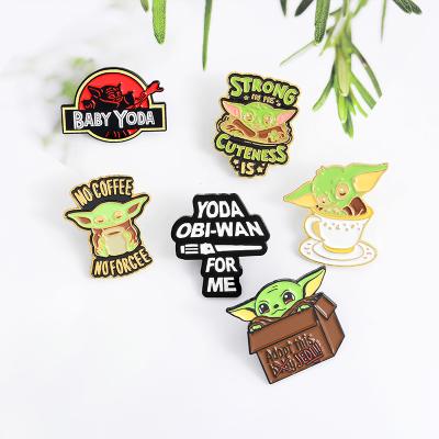 China Europe Baby Yoda Enamel Pin Custom Brooch Strong Cute Soup Cup Adopt Box Badge Lapel Pins For Bag Clothes for sale