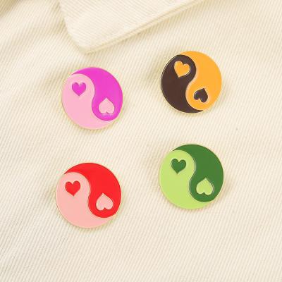 China Worldwide Color Contrast Candy Yin Yang Taichi Enamel Pin Custom Circular Splicing Round Clothes Metal Lapel Pin Badges for sale