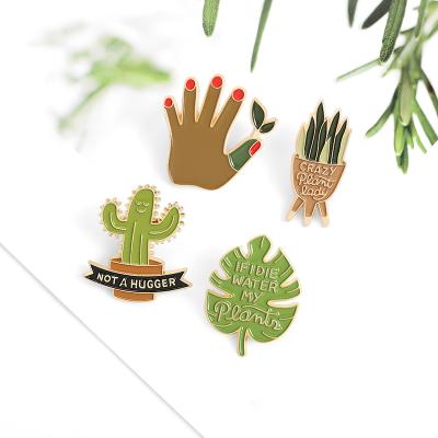 China Europe Factory Idea Lapel Sansevieria Monstera Cactus Hug Pin Pins Buttons Shirt Enamel Pin Custom Manufacturer for sale