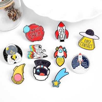 China Europe Astronaut Space Ship Rocket UFO Pin Badge 10styles to Space Enamel Pin Custom Enamel Pins Wholesale for sale