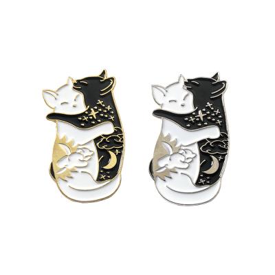 China Lapel Pin Badge Brooches Cat Metal Pin Europe Cat Hug Cartoon Cute Animal Brooches Collection For Men Women Jewelry Gifts for sale