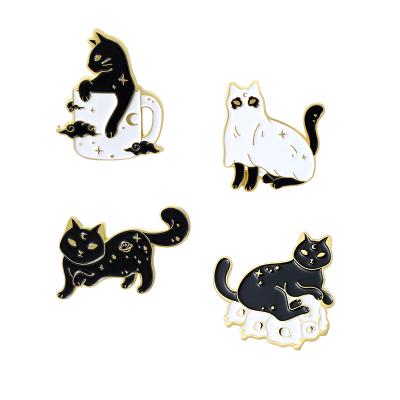 China Other Ghost Cat Enamel Pins Custom Horror Brooch Lapel Badge Bag Punk Black Halloween Breast Pins for sale