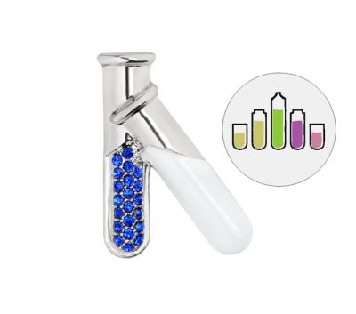 China Custom 3 Colors Test Tube Flask Brooch Crystal Pins Science Chemistry Medical Jewelry Pins Enamel Pin Factory for sale