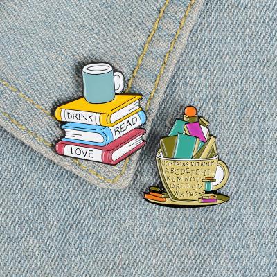 China Europe's excellent fashion cartoon pins creative day brooch love book clothes bag lapel enamel badge metal wild crafts for sale