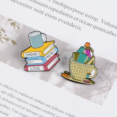 China Europe Book Pin Contain Vitamin Cup Read Love Books Pin Back Pin Collection For Pins Lovers for sale