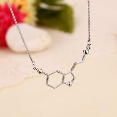 China Wholesale New Trendy Fashion Pendant Necklace Happy Hormone Serotonin Molecule Jewelry Sets Necklace Women Shape Jewelry for sale