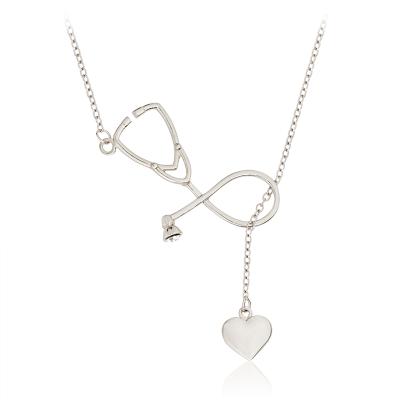 China Custom Hot Trendy Heart Pendant Chain Necklace Stethoscope Charm Necklace Gift for Medical Student Doctors Graduation for sale