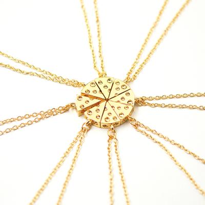 China Pizza 8pcs/set Fashion Metal Cheese Pendant Necklaces Stainless Steel Best Friends Necklace Custom Keepsake Necklace Forever for sale