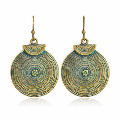 China Ethnic Charm Mini Flowers Round Drop Earrings BOHO Ethnic Danglers Bohemia Vintage Fashion Danglers Retro For Beach Vacation for sale