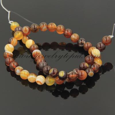 China Wholesale Natural Round Amber Color Banded Agate Beads Fashion Color Change GE0605 for sale