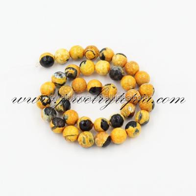 China Faceted Color Set or Fire Round Yellow Mexican Fire Agate Beads For Sale for sale