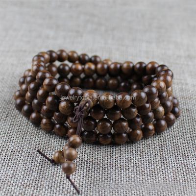 China Rose Wood Bead Mala Bracelet Natural Black Wooden 108 PCs for sale