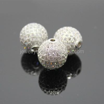 China brass & wholesale silver zirconia pave beads for sale