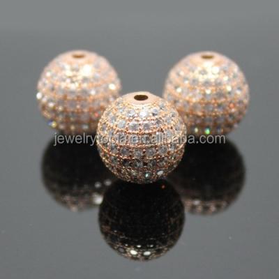 China brass & zircon Rose Gold Micro Pave Beads Rose Gold Filled for sale