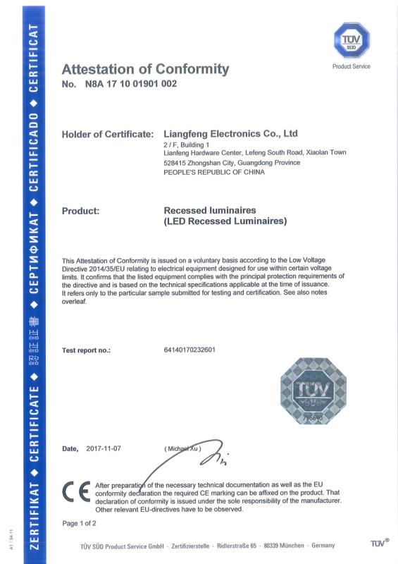 CE - Zhongshan Liangfeng Electronic Appliance Co., Ltd.
