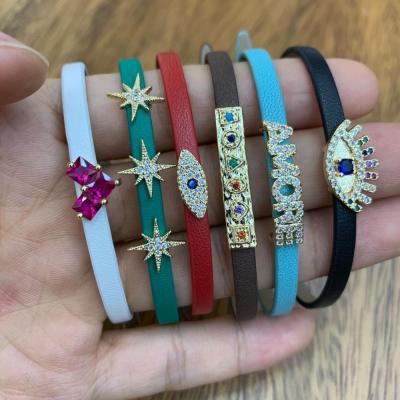 China BOHIME Wholesale Personalized Charm Cute Genuine Sheepskin Zircon Bracelets Leather Jewelry for sale