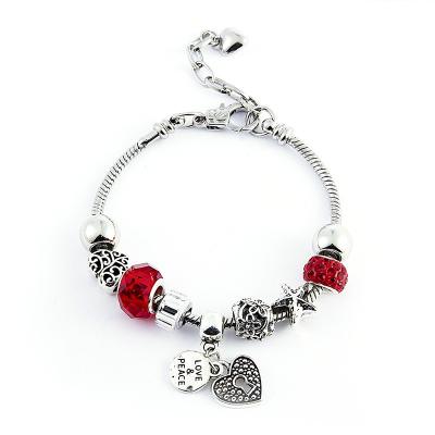 China FASHIONABLE Wholesale Heart Glass Silver Star Bangle Charm Alloy Color Resin Jewelry Fashion Beaded Bracelet for sale