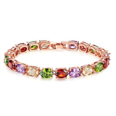 China TRENDY Women's Fashion and Stylish Colorful Zircon Bracelet Diamond Color Flash Bracelet for sale