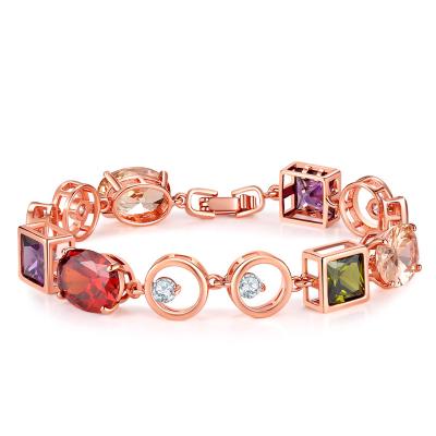 China FASHIONABLE Crystal Clear Multi Colored Sparkle Diamond Bracelet Zircon Charm Bracelet for sale