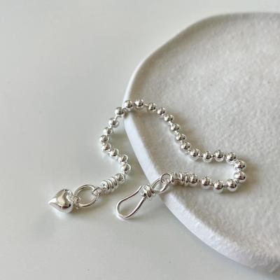 China FASHIONABLE Women Bead Heart 925 Sterling Silver Adjustable Bracelet Stackable Gold Bracelets Set For Women for sale