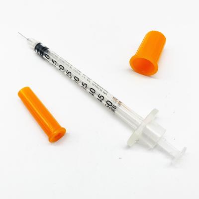 Cina Medical Glass Injection Vials With Rubber Stopper Sterile Insulin Syringe Orange Cap Needle in vendita
