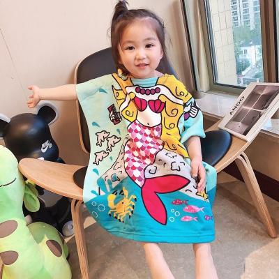 China Wholesale Superdry Microfiber Modern Design Child Safe Custom Made Cartoon Printed Cymru Ponchos Beach Towel for sale