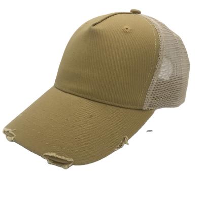 China JOINT Custom Women Men Plain Baseball Hats Cotton Distressed Baseball Cap Hat Mesh Trucker Hat 5 Panel New for sale