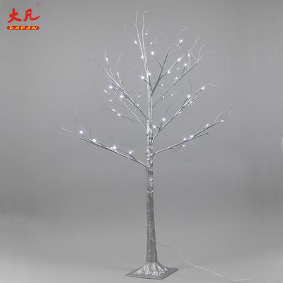 China Outdoor Indoor Ginkgo Tree Light 120cm Room Decoration Led Trunk Silver Tree Birch Twig Branches Artificial Christmas Light for sale