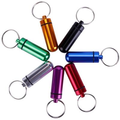 China Customized Logo Aluminum Alloy Waterproof Capsule Form Mini Portable Aluminum Alloy Metal Pill Box Container for sale