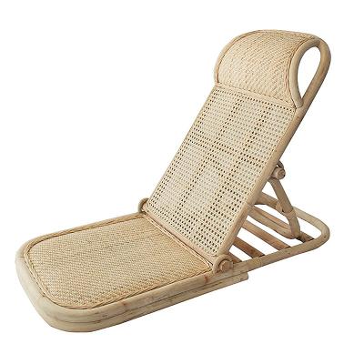 China Factory Wholesale Easy-carry Customized Outdoor Natural Handwoven Recliner Sofa Rattan Folding Beach Chair for sale