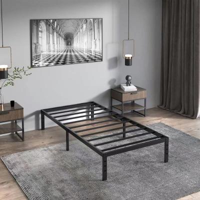 China Latest Convertible Modern Hotel Bedroom Furniture Set King Queen Size Iron Metal Beds Frame For Adult for sale