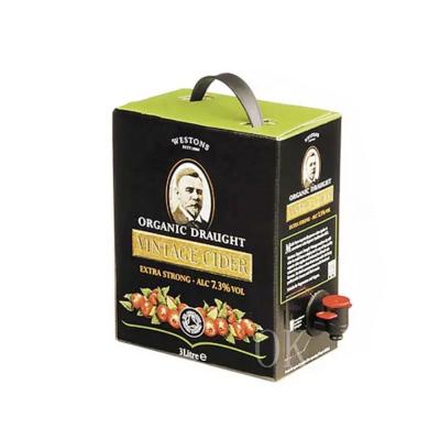 China Custom Recycled Materials Cardboard 96oz/128oz/160oz Water Fruit Juice Coffee Wine Corrugated Bag In Box Wine Cooler Dispenser With Bags And Taps for sale