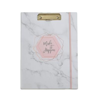 China Cheap Fashion A4 Natural Marble Grain Gray Paper Folding Clipboard For Youth Clipboard Notepad for sale