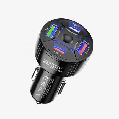 China 55W 4 Ports Custom Speed Custom Car Charger Dual USB Fast Charging Type C PD Car Drinking Charger Adapter Car Charger Suppliers for sale